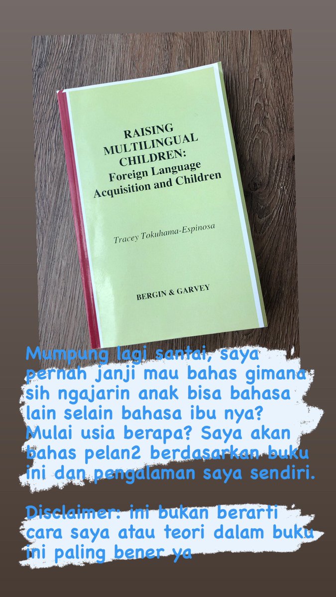 Membesarkan anak multi bahasa.Saya sempet share ini di ig story, sekarang saya share di sini juga.Menguasai bahasa asing, terutama bahasa inggris, hari gini amat sangat penting untuk memperluas pergaulan, nambah cerdas, & punya referensi pengetahuan lebih luas