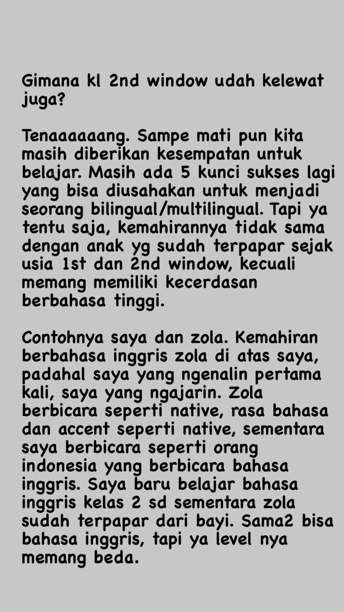 Membesarkan anak multi bahasa.Saya sempet share ini di ig story, sekarang saya share di sini juga.Menguasai bahasa asing, terutama bahasa inggris, hari gini amat sangat penting untuk memperluas pergaulan, nambah cerdas, & punya referensi pengetahuan lebih luas