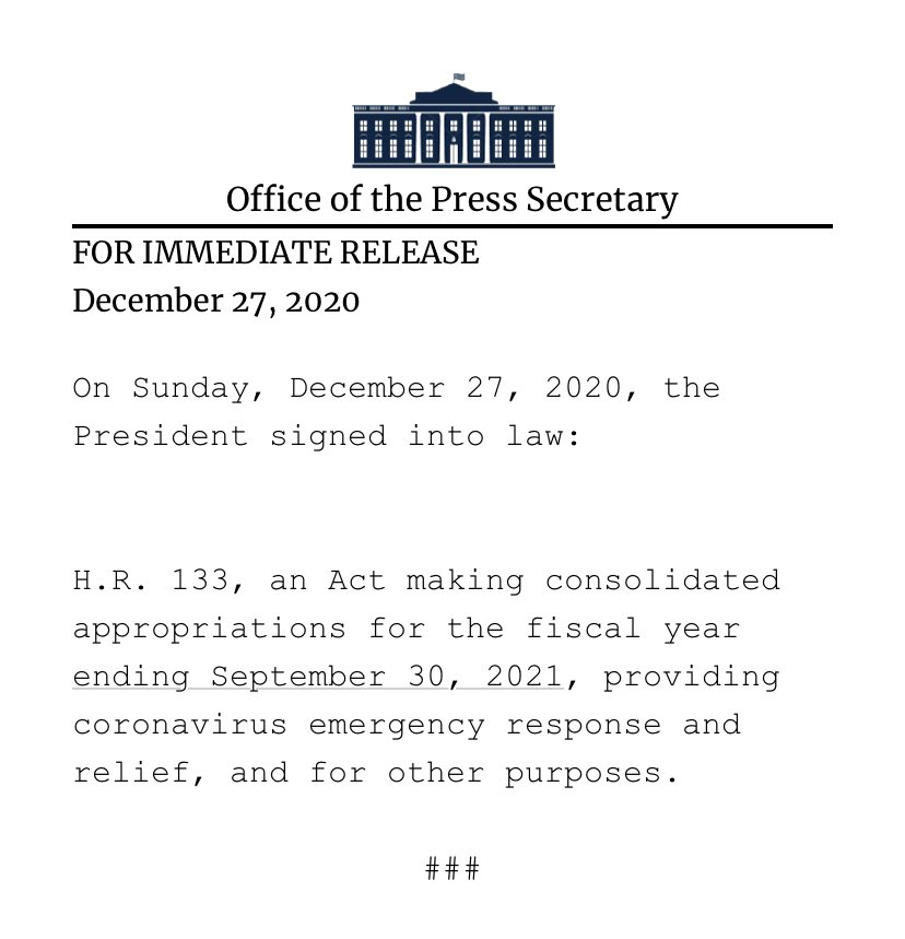 CONFIRMED - H.R. 133 signed without any changes.