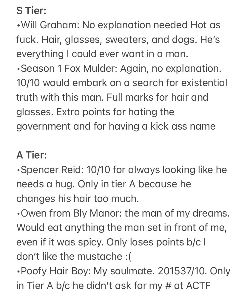 snicketdoodle's tweet photo. Told @abi_pinn I would make a tier chart ranking all of the significant Hot Brunette Men in my life. Also wrote up a rationale, for your convenience. Will not be accepting questions at this time. https://t.co/AZNX5qgQ3x