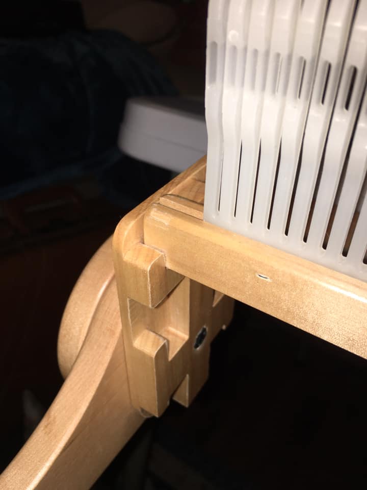 30/ In one direction you raise the reed which makes the yarn in the holes on top. When you lower it, the yarn in the slots are on top. Its just a back and forth process.