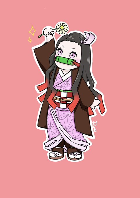 ちょけおさんがTwitterに投稿した竈門禰豆子(鬼滅の刃)のイラスト。