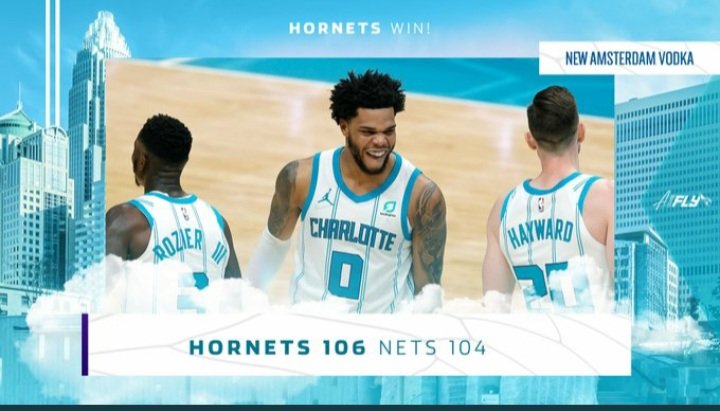 AnalizzNBA's tweet photo. ☑ Charlotte' den SÜRPRİZ
Charlotte, ligin şampiyonluk adaylarından olan Brooklyn Nets' i 106-104 skorla mağlup ederek büyük bir sürprize imza attı. Helal olsun..
Maçın en skorerleri:
◽Hayward- 28sayı, 6rb, 6ast
◾Durant- 29sayi, 3rb, 4ast https://t.co/dgZlWxeqkg