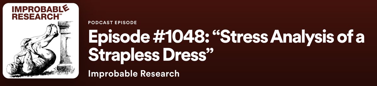 MarcAbrahams's tweet image. Fluid dynamicist Nicole Sharp looks at the engineering and art of the classic "Stress Analysis of a Strapless Evening Dress", and Deborah Henson-Conant plays part of her orchestral version, in this Improbable Research podcast episode ow.ly/6yN150CUZ7R
