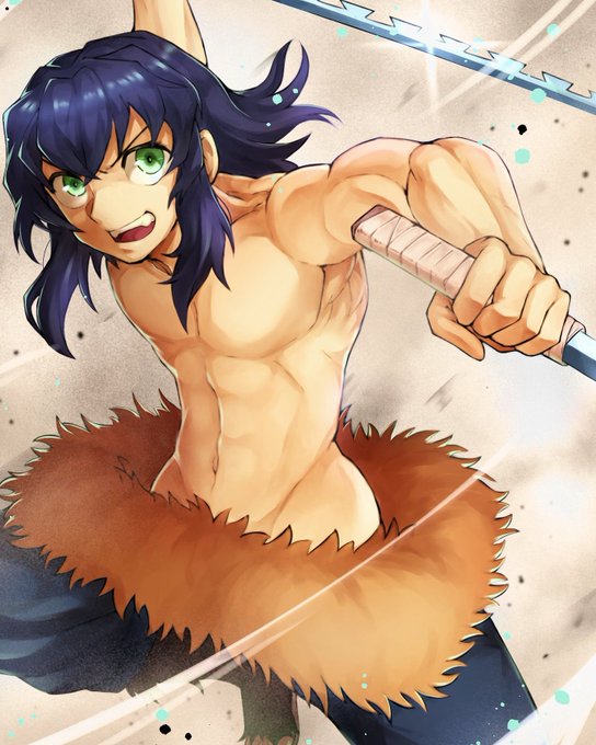 ぐらんど@お仕事募集中さんがTwitterに投稿した嘴平伊之助(鬼滅の刃)のイラスト。