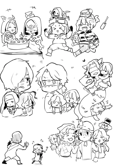 誕生日なので自分の好きなキャラの組み合わせ描いて楽しむ 