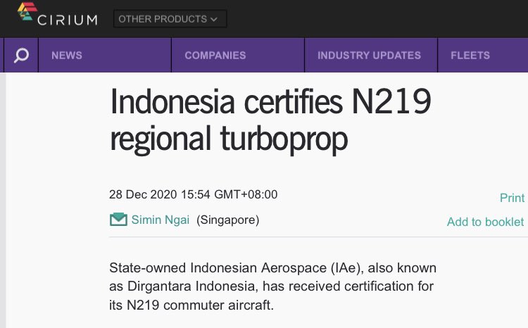 SiminNgai's tweet photo. More options for regional airlines?  

#DirgantaraIndonesia #N219 #turboprop #regionalairlines https://t.co/e3m2yDSGqS