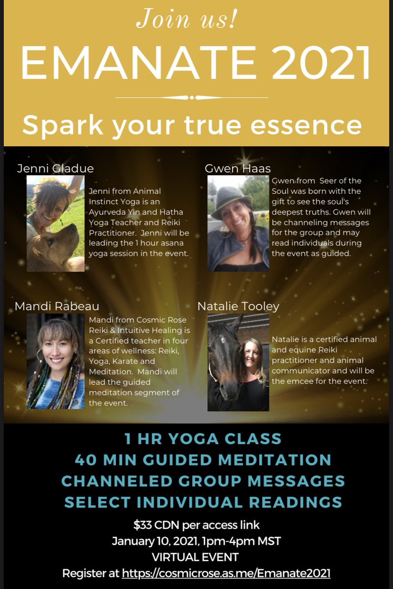ITalkToAngels's tweet photo. I have come together w/ 3 talented women to create this event to enable your true essence to shine through.  For 3 hours you will experience: 1 hour yoga session, 40 minute guided meditation journey, &amp; group channeled readings.  
register here: https://t.co/LVpK2Lg5Jx 
#emanate https://t.co/RT8TTUHLzM