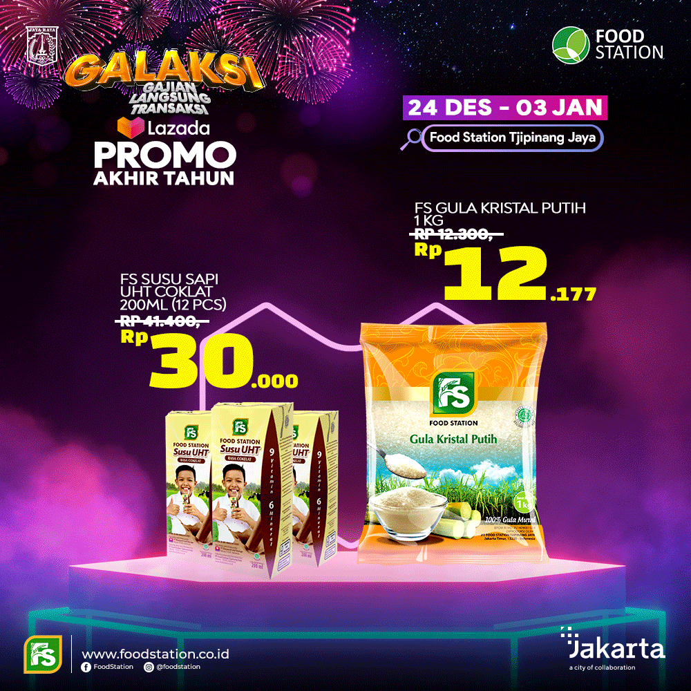 Food Station X Lazada Promo Akhir Tahun
GALAKSI "Gajian Langsung Transaksi".

Dapatkan harga spesial Produk Pangan Food Station di Official Store Food Station di Lazada

Catat tanggalnya ya 24 Desember 2020 - 3 Januari 2021

s.lazada.co.id/s.bofGU

#foodstation
#lazada
#galaksi