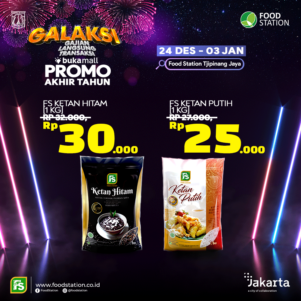Food Station X BukaMall Promo Akhir Tahun
GALAKSI "Gajian Langsung Transaksi".

Dapatkan harga spesial Produk Pangan Food Station di Official Store Food Station di BukaMall.

Catat tanggalnya ya 24 Desember 2020 - 3 Januari 2021
bukalapak.com/u/foodstation

#foodstation
#BukaMall