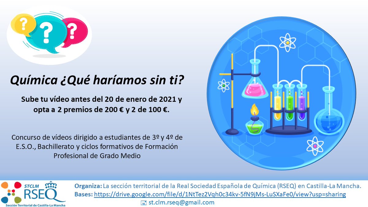 #química #concurso Los estudiantes de ESO, Bachillerato y FP ya pueden preparar sus videos para el concurso «Química. ¿Qué haríamos sin ti?» lanzadigital.com/castilla-la-ma… <a href="/educajccm/">Educación C-LM</a> <a href="/RSEQUIMICA/">RSEQ</a>
@MARIAAN59485812