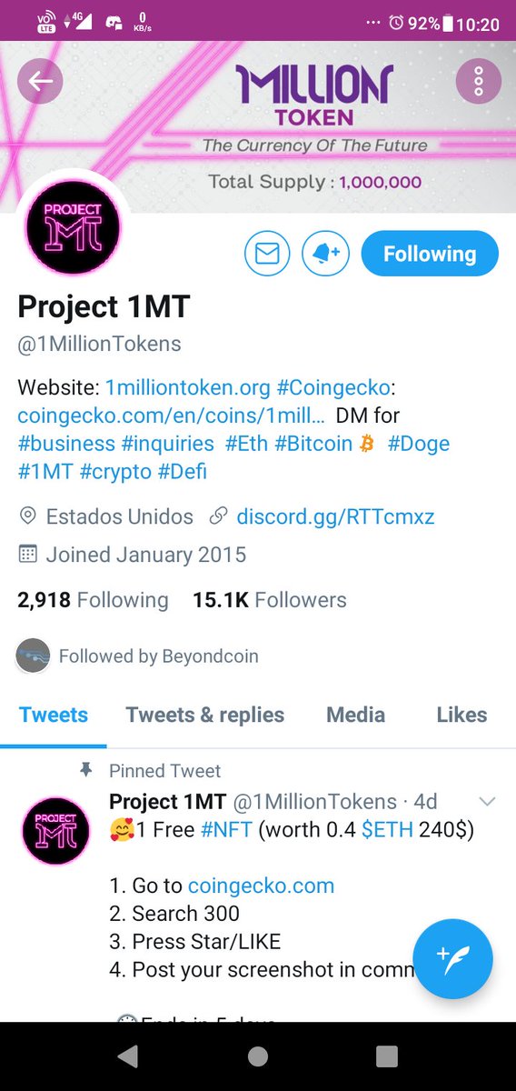 MyName10k's tweet photo. @1MillionTokens @Beyondcoin_BYND Username : Bogdanoff#3303 https://t.co/xyhQdRURXE