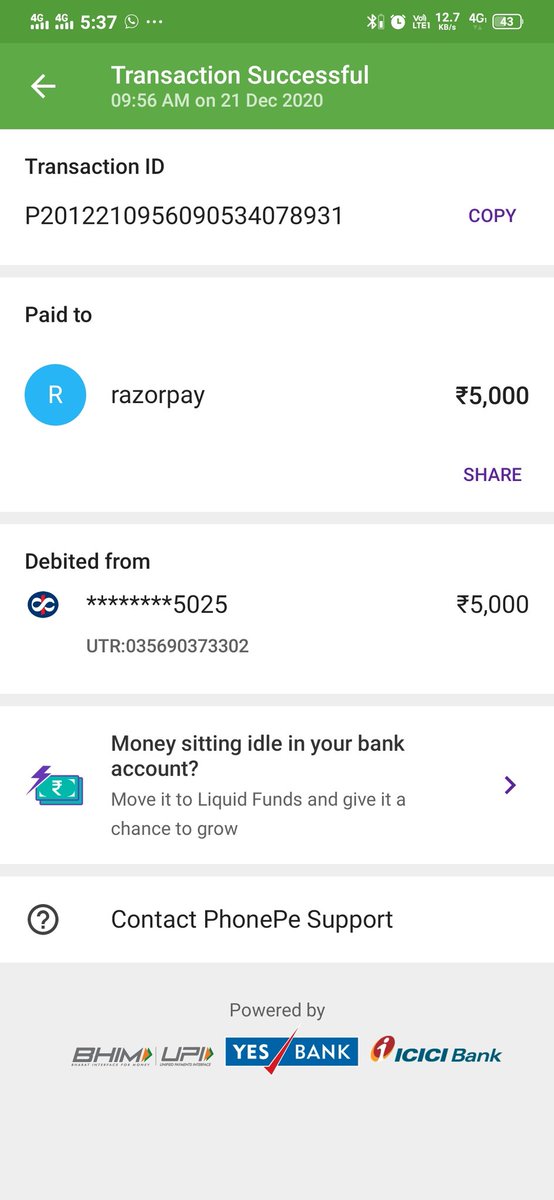 BVeeran58719107's tweet photo. @techwithbiswa @RazorpayCare See my transaction https://t.co/vakb8YR47S