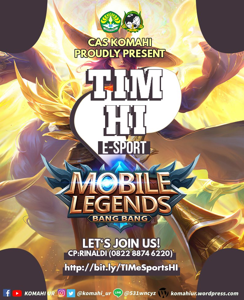 KOMAHI_UR's tweet photo. [INFORMASI : TIM HI e-sport]

TIM HI membuka ruang bagi kamu yang tertarik di bidang e-sport.

Untuk bergabung, Hi'ers perlu
memenuhi syarat sebagai mahasiswa aktif HI UNRI.
Untuk pendaftaran, Hi'ers cukup
melakukan pendaftaran online melalui https://t.co/irKU36aIPq

#IRInfo https://t.co/PLIQN7bBnR