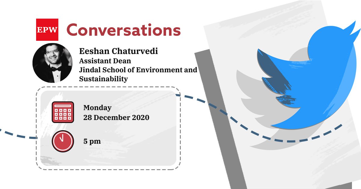 epw_in's tweet photo. #EPWConversations
#HappeningToday
Join us for a conversation with @eeshanchtr on the changes and issues surrounding the Draft EIA Notification, 2020 today at 5 PM. Send us your questions. #DraftEIA https://t.co/s3f0dxJYNj