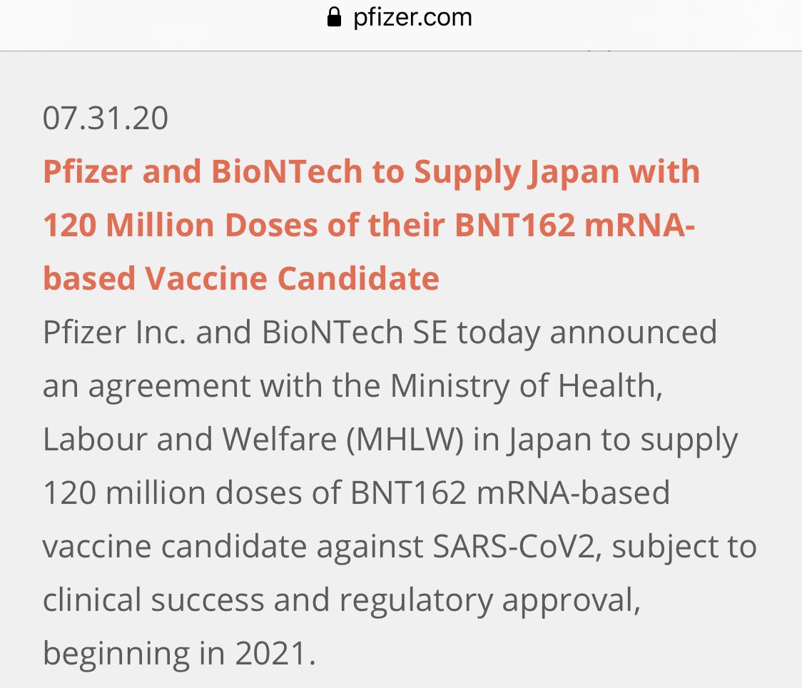 Os voy a decir algo porque me asombra cómo se disfraza todo.El 11 de marzo de 2020 (sí, marzo) leí que ya se tenían identificados probables componentes contra este coronavirus en la Spike. En abril comienzan testeo. En mayo prueban con humanos. En julio firman con UK, Japan. 