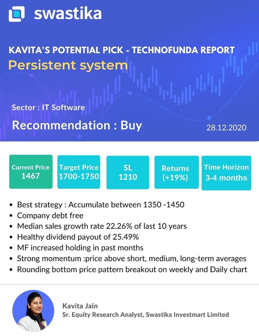 kavitadeepeshj1's tweet photo. #TechnoFunda
#positionalpick
#persistentsystem
Strong Momentum on persistent system.
@SwastikaInvest
@CNBC_Awaaz @CNBCTV18News https://t.co/jGOX6bJmk5