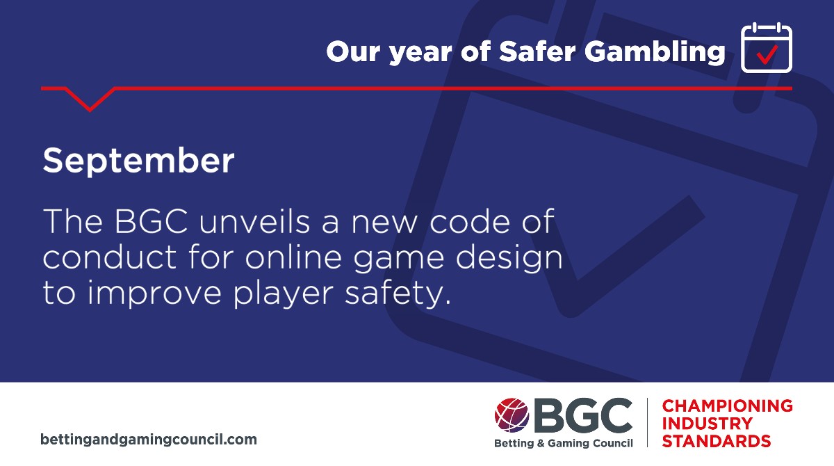 In September, the BGC unveiled a new code of conduct on the design of online games, including the slowing down of spin speeds, banning several gaming features and improving access to  #SaferGambling information.