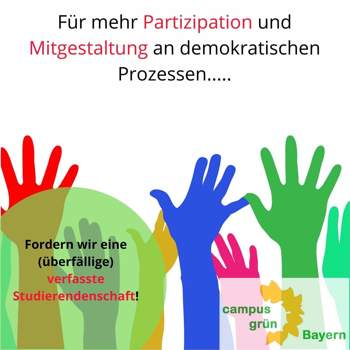 Grundvoraussetzung für eine demokratische Hochschullandschaft ist eine verfasste Studierendenschaft. Es hat seine Gründe, warum andere Bundesländer diese schon längst zugelassen haben und es ist beschämend, dass in Bayern diese bisher verweigert wurde! #notmyhochschulgesetz