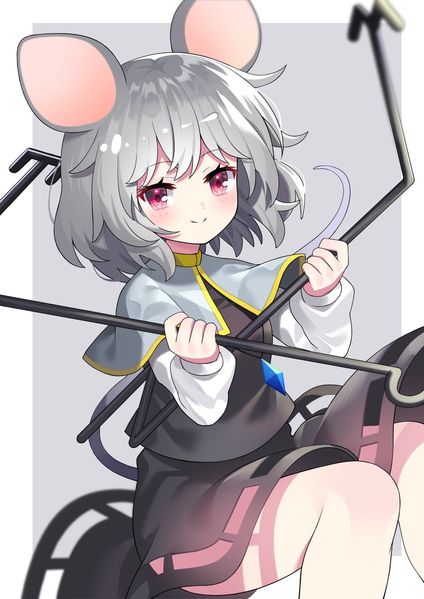 nazrin 1girl dowsing rod animal ears solo mouse ears tail grey hair  illustration images