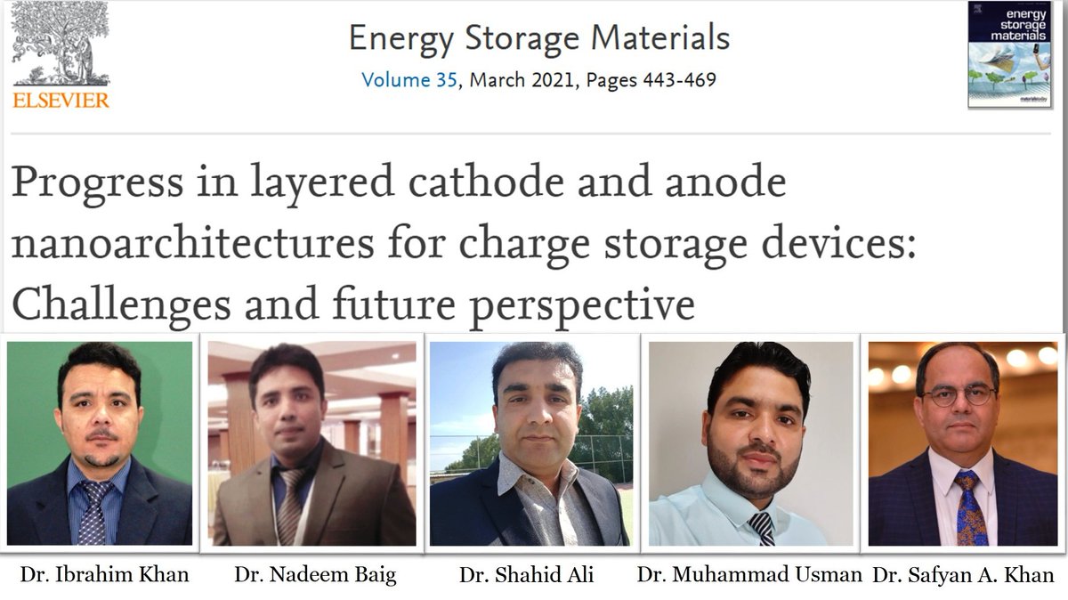 Our team@KFUPM has published a high profile article on 'Layered cathode and anode nanoarchitectures for charge storage devices' in @2dEnergyMat Energy Storage Materials
#Energy #science #storage #materials
@manshachohan
@dr_usman87
sciencedirect.com/science/articl…