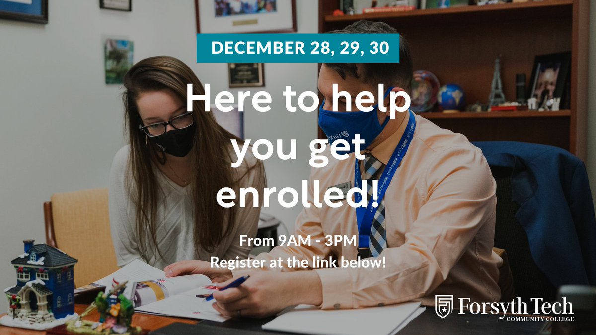 We're here to help you get registered! On Monday, Tuesday, and Wednesday of this week from 9-3. Simply register for a time by following this link: forsythtech.edu/virtualregistr… #APlaceOfPromise #GetEnrolled