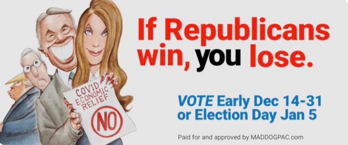1. It is astounding to me that some people are arguing that whether or not the Senate flips, Biden can get stuff done.This is WRONG. Getting COVID aide through is ONLY bc in McConnell's political calculation, he was at risk of losing the seats bc of ads like mine highlighting