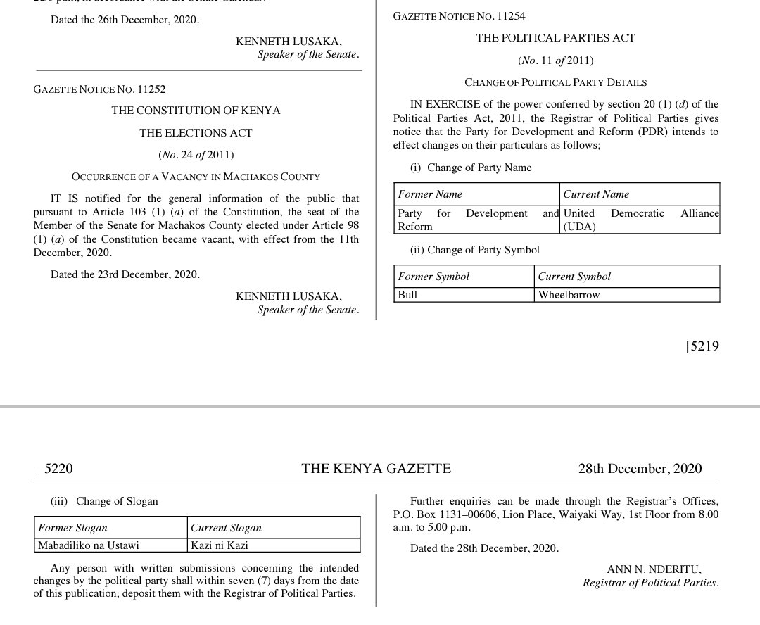 The wheelbarrow is now the symbol of a political party.
Party for Development and Reform changes its name to United Democratic Alliance and it's symbol from a Bull to a Wheelbarrow.