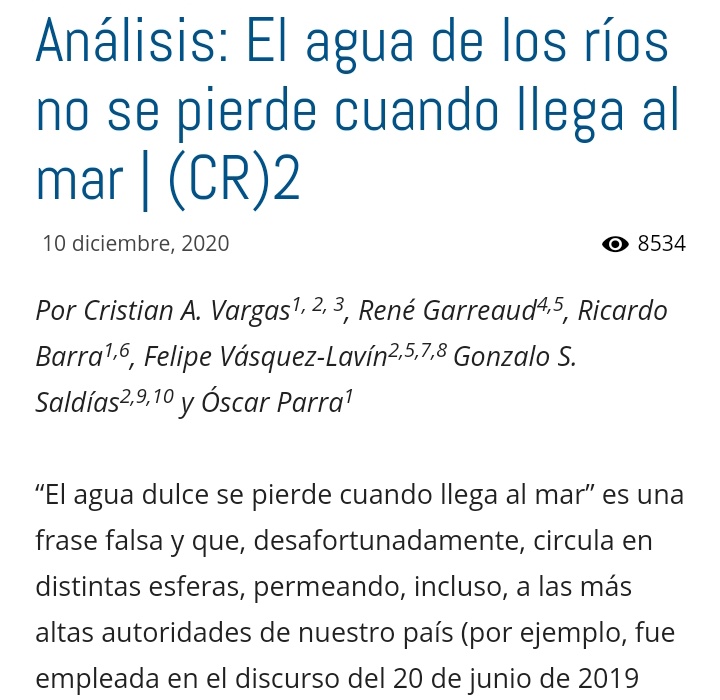 RedHumedalesCH's tweet photo. El agua dulce se pierde cuando llega al mar” es una frase ¡¡Falsa‼y que, desafortunadamente, circula en distintas esferas, permeando, incluso, a las más altas autoridades de nuestro país (fue empleada en discurso del 2019 por el presidente Piñera) 

https://t.co/VyHC7yxWen https://t.co/BwVTxXHXkk
