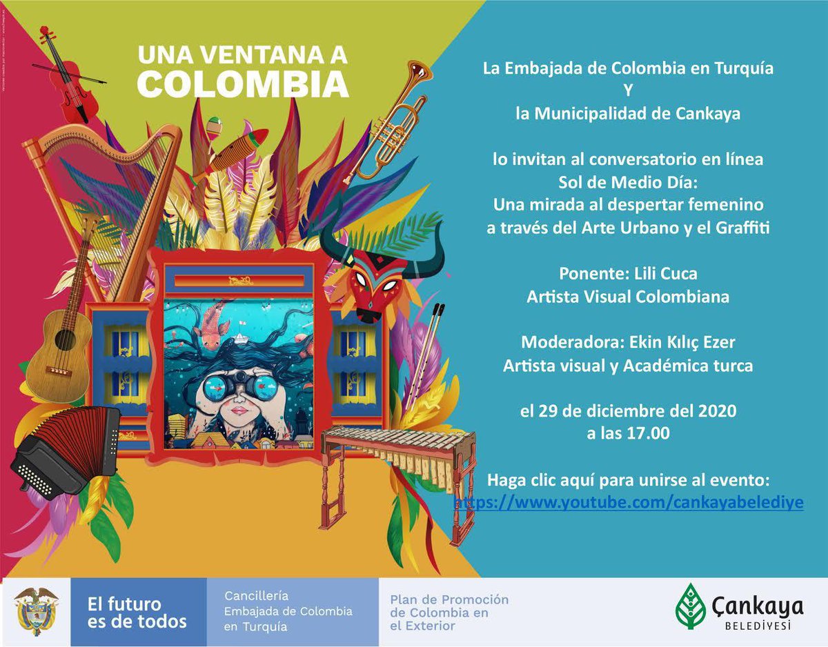 📍Sokak Sanatları ve Graffiti ile Kadının Uyanışına Bir Bakış
📢 Konuşmacı: Lili Cuca
📢 Moderatör: Ekin Kılıç Ezer
🗓️ 29.12.2020
🕔 17:00
🔗youtube.com/cankayabelediye