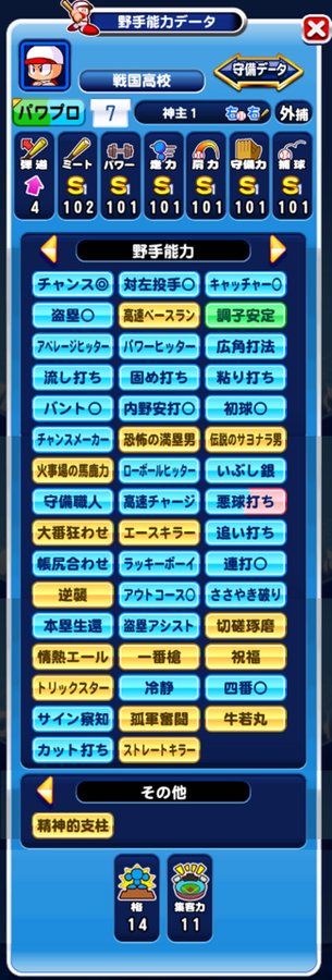 パワプロアプリ なみき様のサクセス報告ｷﾀ ﾟ ﾟ 戦国野手でpg9の9メモリ への反応まとめ 矢部速報 パワスピあんてな パワプロ プロスピ攻略まとめアンテナ速報