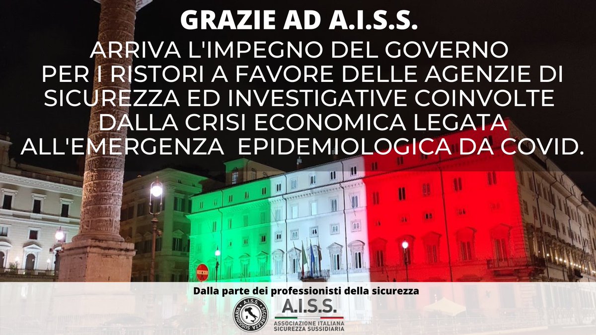 Arriva l'impegno del #Governo per i #ristori a favore delle Agenzie di #sicurezza e #investigazioni.
Approvato Odg dell'On @carmelomiceliPD fortemente voluto da AISS.
bit.ly/3hri2Zh