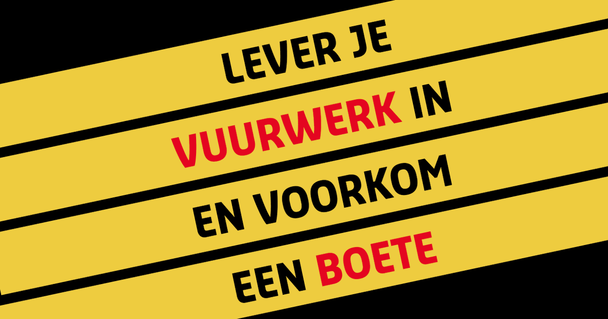 Voorkom een boete en lever het vuurwerk anoniem in. Dat kan oa in Hilversum op de Nieuwe Crailoseweg 6a: dinsdag 29 december van 8.30 tot 12.00 uur.