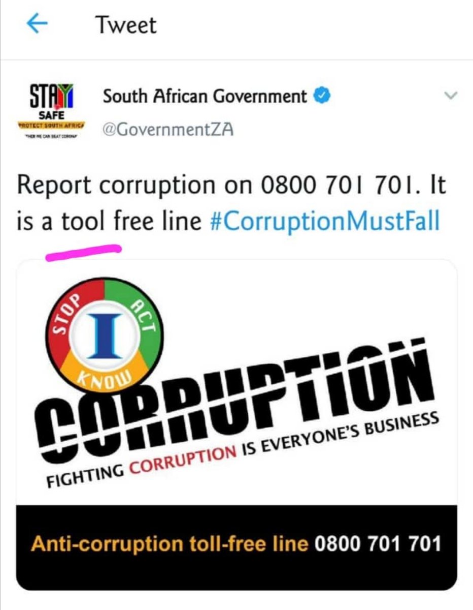 BecauseI's tweet image. Nice to know... #toolfree @GovernmentZA 😂😂😅