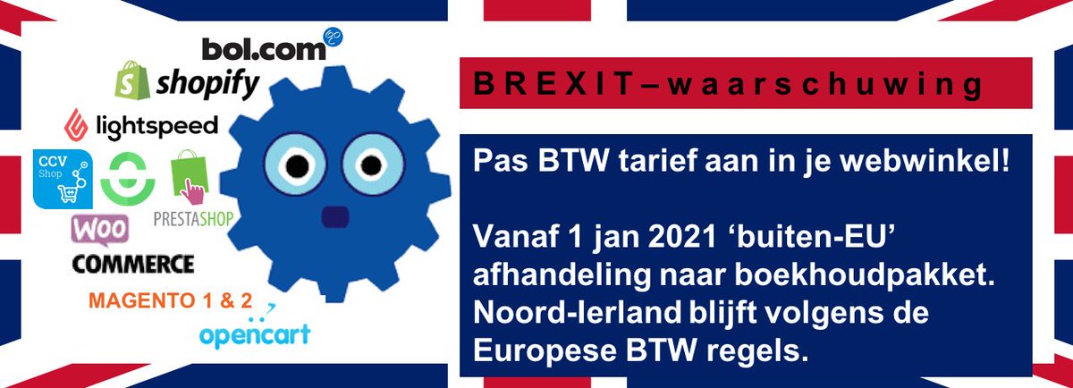 #webwinkeliers opgelet: #brexit btw voor verkoop aan VK in 2021 is niet triviaal, zie bit.ly/webwinkelbrexit Pas je instellingen tijdig aan in je webwinkelsoftware ! <a href="/LightspeedHQ/">Lightspeed Commerce</a> <a href="/Shopify/">Shopify</a> @ccvshop_nl <a href="/MijnwebwinkelNL/">Mijnwebwinkel</a> <a href="/WooCommerce/">Woo</a> <a href="/magento/">Magento</a> <a href="/PrestaShop/">PrestaShop</a> <a href="/opencart/">OpenCart</a> <a href="/bol_com/">bol</a> <a href="/amazon/">Amazon</a>