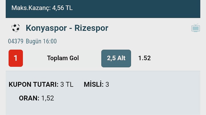 3Kupon's tweet photo. Bahislerimi @nesine_com dan oynuyorum.

Bol şans, buna ihtiyacımız var 🙂

#superlig #pazartesi #nesi̇ne #futbol #Konyaspor #Rizespor https://t.co/AxfyTJrIYA