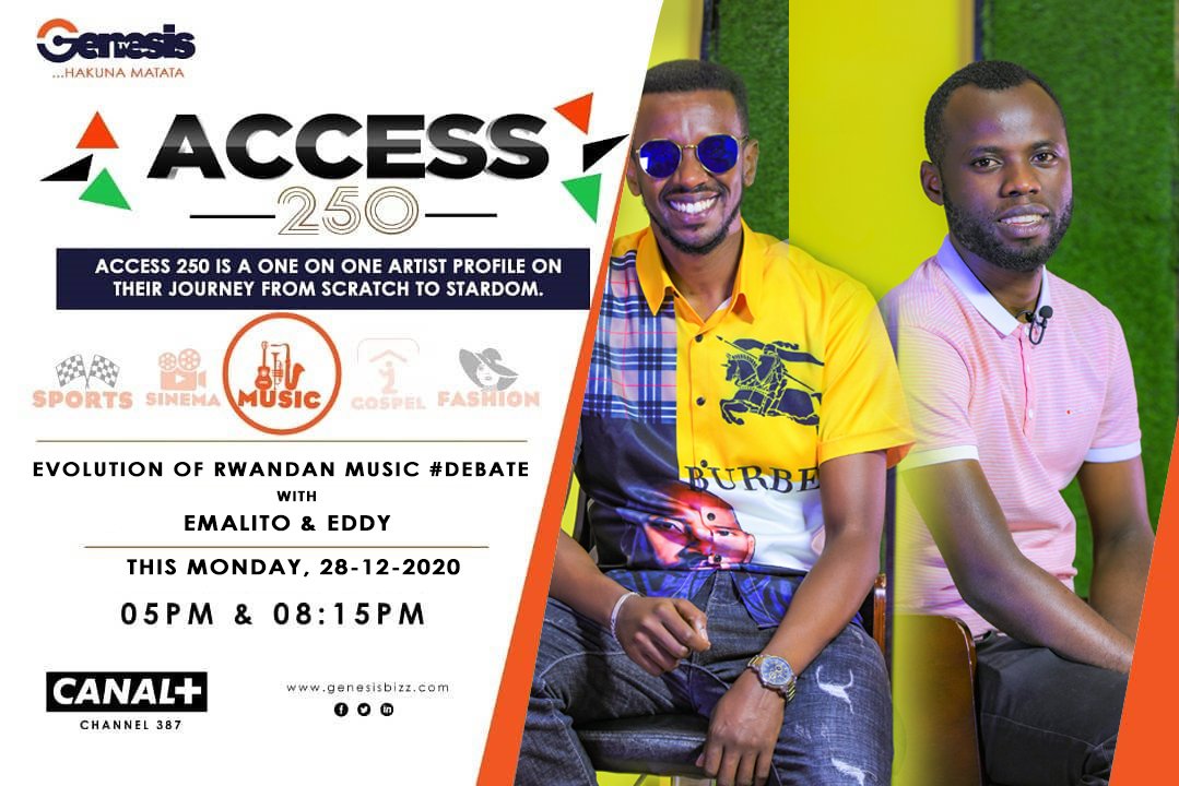 genesistvrwanda's tweet photo. #access250 y'uyu munsi Reka turebere hamwe uko umuziki mu Rwanda uhagaze. Ntimucikwe 17h iwacu mu rugo rw'imyidagaduro turaba turi kumwe na Eddie(The New Times) detse  na @emmalito2 (IsiboTV) 
abanyamakuru b'umwuga. 
GenesisTv Hakuna Matata
#genesistv387 
#hakunamatata https://t.co/FYptBk2ZmJ