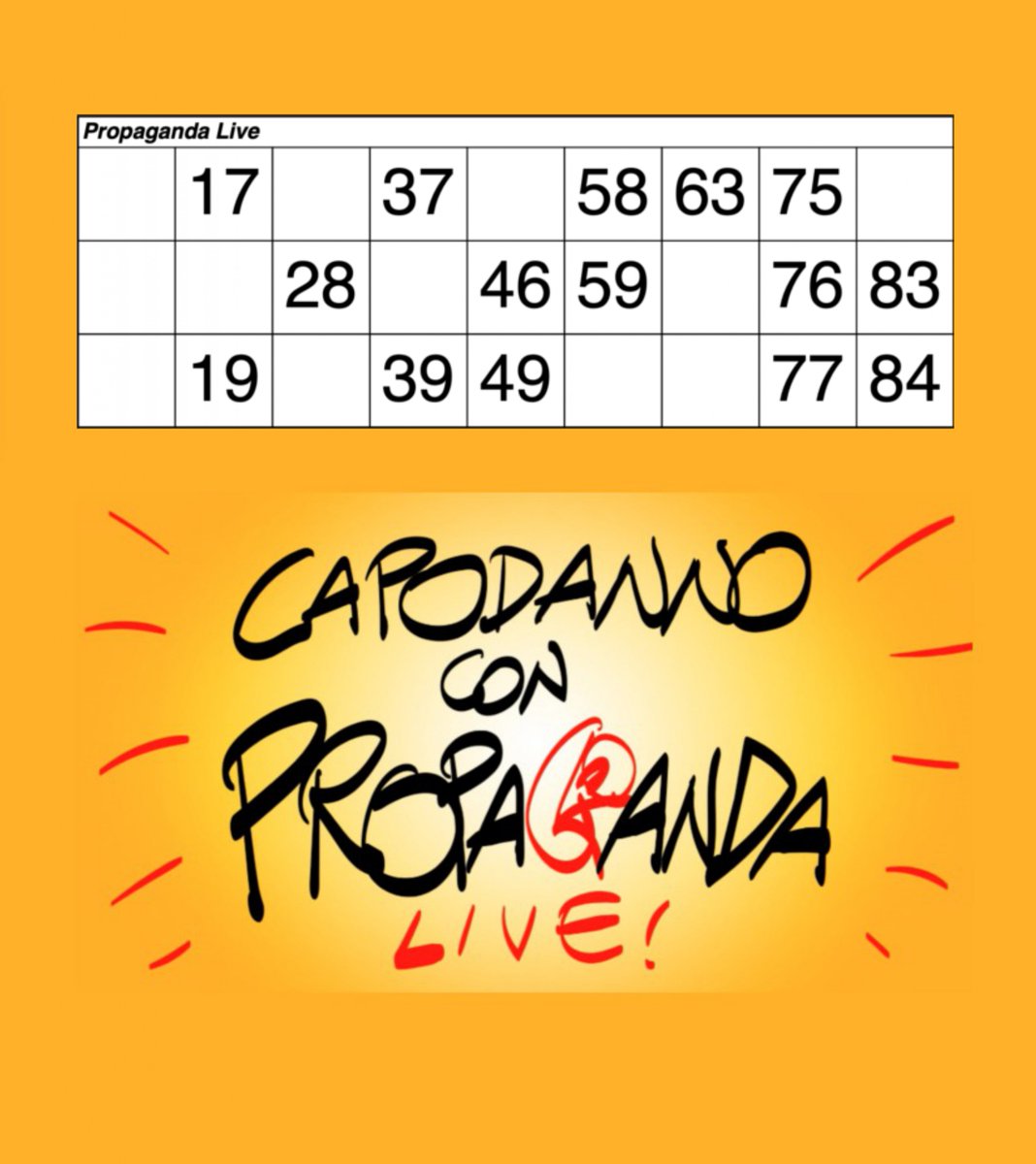 Che fai a Capodanno ?  #propagandalive e #propagandatombola, of course