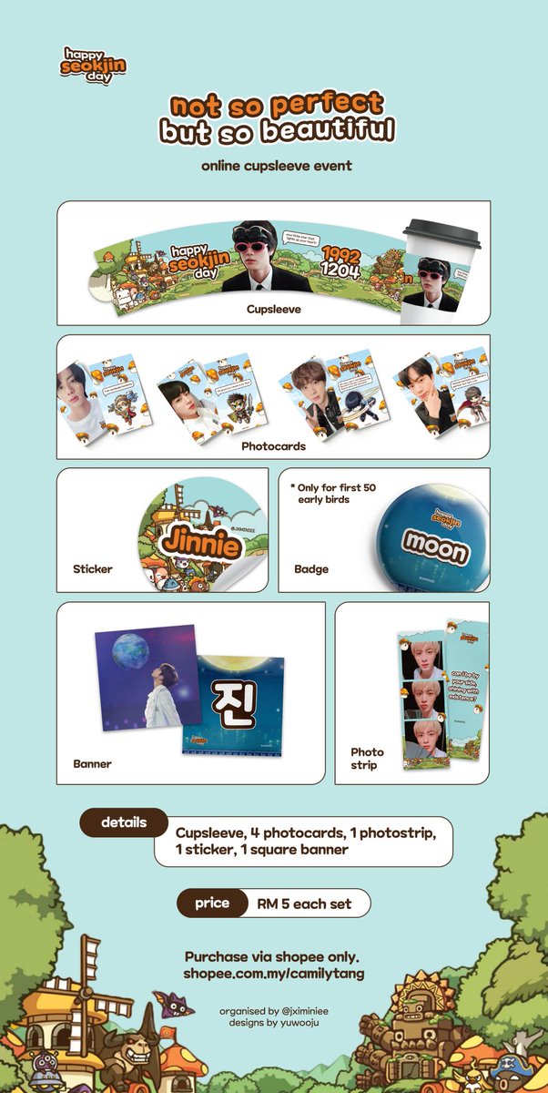 jxminiee's tweet photo. 𝐍𝐨𝐭 𝐒𝐨 𝐏𝐞𝐫𝐟𝐞𝐜𝐭 𝐁𝐮𝐭 𝐒𝐨 𝐁𝐞𝐚𝐮𝐭𝐢𝐟𝐮𝐥 🌙

An online cupsleeve event to celebrate our biggest Moon, Jin's birthday! 

💌 Orders can be placed through Shopee only.  

💌 Shopee Link : https://t.co/F7NTR0ktFF https://t.co/7izOP4ak7Q