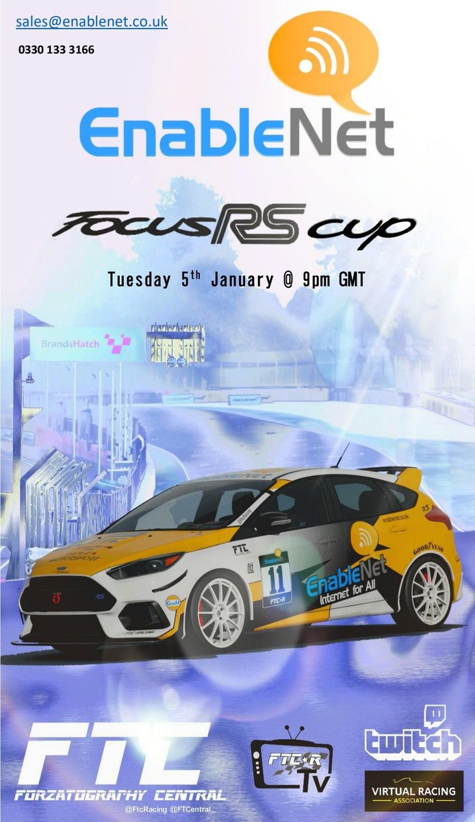 New series announcement

In association with @EnableNetCIC we present our #FocusRS Cup. Kicking off Tues 5th of January, with Pro-Am classification &amp; prizes to be won. 

All info and sign up through our Discord server discord.gg/gcMg5vg
Check them out
enablenet.co.uk