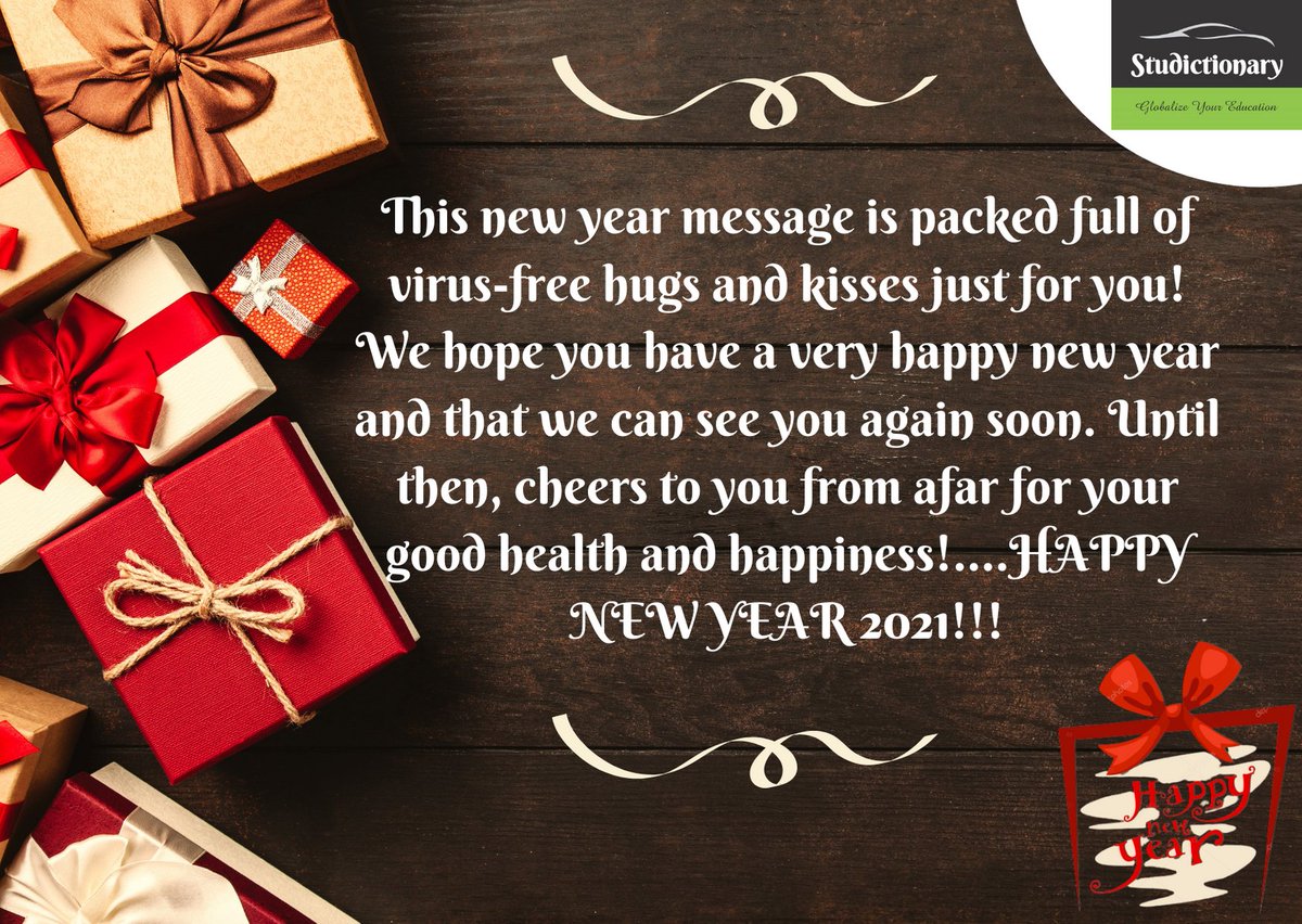 studictionary's tweet image. This new year message is packed full of virus-free hugs and kisses just for you! We hope you have a very happy new year and that we can see you again soon. 

Until then, cheers to you from afar for your good health and happiness!....HAPPY NEW YEAR 2021!!!

#HappyNewYear2021