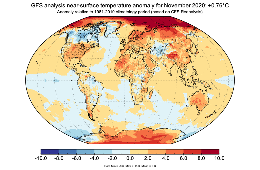 (3/9) December turned out to be the only month this year with a considerable cold anomaly over Eurasia, a feature which tends to dampen global temperature in most circumstances. On top of that, we are in a moderate La Niña state which acts to cool as well.  http://www.karstenhaustein.com/climate 