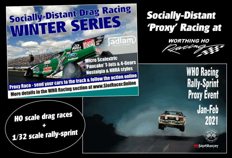While we're waiting to return to the Barn, there are Covid-safe events you can take part in - an HO drag racing Winter Series and a 1/32 scale Rally-Sprint. Find out more in the WHO Racing forum at SlotRacer Online: slotracer.online/community/show…
