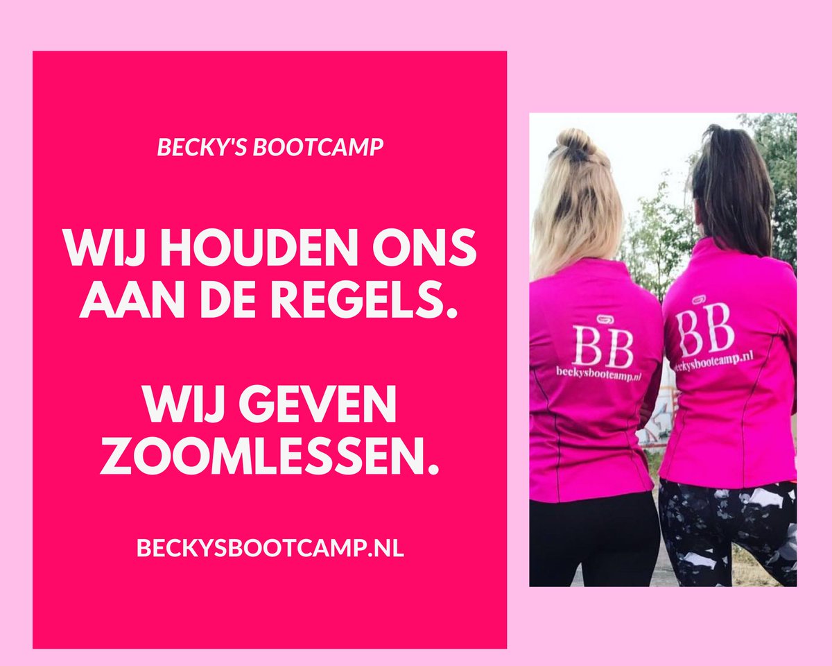 BBeckysbootcamp's tweet photo. #LOCKDOWNREGELS Houd jij je ook aan de regels? Bij ons kun je 45-60 minuten #coronaproof sporten in je eigen achtertuin of huiskamer. Wij staan dag voor je klaar met een actieve zoomles! Doe jij met ons mee? https://t.co/JC8FFNmahw https://t.co/TQyb7vDLPv