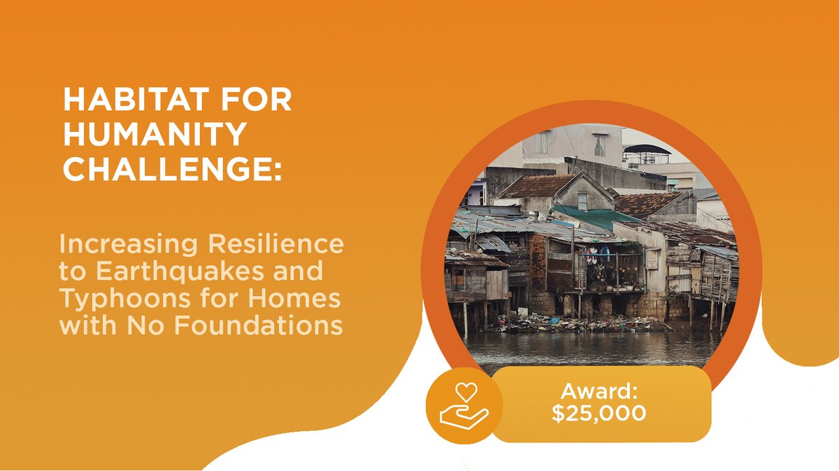Do you have a live-saving idea? This challenge with a global housing NGO helps to improve housing and preserve house foundations in disaster-prone areas. View the challenge here: bit.ly/34AoasV