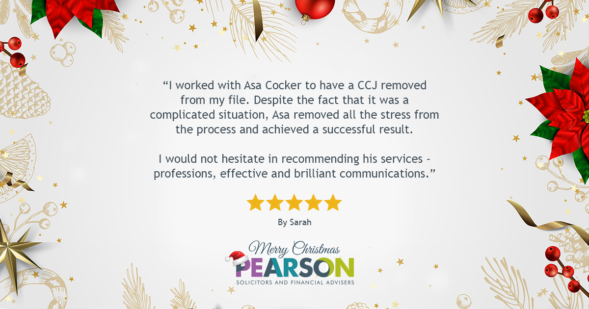 Pearson_SFB's tweet photo. On the Fourth Day of Christmas we share compliments for Asa Cocker for sorting out a complex CCJ issue. If you find yourself in a similar situation contact Asa. @PearsonSFA #12daysofChristmas #PearsonPresents
https://t.co/MscNUrsVtX https://t.co/JDzJaVKfMi