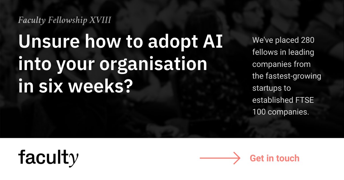 faculty_ai's tweet image. Get your #datascience projects off the ground at low risk by remotely hosting a Faculty fellow. Discover how a fellow can help your business reach #AI independence in six weeks. Get in touch here: hubs.ly/H0CZvJ-0 #datasciencefellowship #datasciencetraining #fellowship