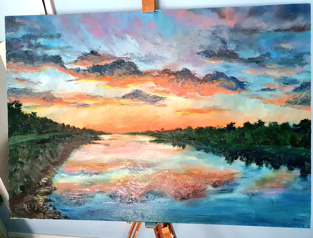 art_ptah's tweet image. Hi,I'm Venny and this is what I do. I'm an aspiring artist and want to share some art and learn from fellow artists ^^

.
.
.
#FirstTweet #NewArtist #oilpainting #painting #paintingoftheday #art #drawing #artistsontwitter #artist #ArtistOnTwitter #landscape #River #clouds #sky