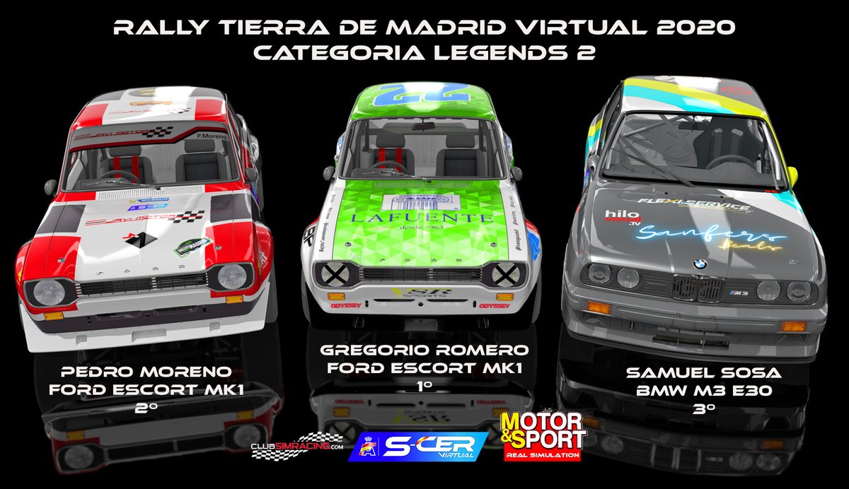 MotorSimulation's tweet image. PODIO DE LOS GANADORES DEL RALLY DE TIERRA DE MADRID VIRTUAL 2020 CATEGORIA LEGENDS 2 @SCERvirtual 
1º @GoYobYx360 
2º @_Pedro_Moreno
3º @SSantanasosa