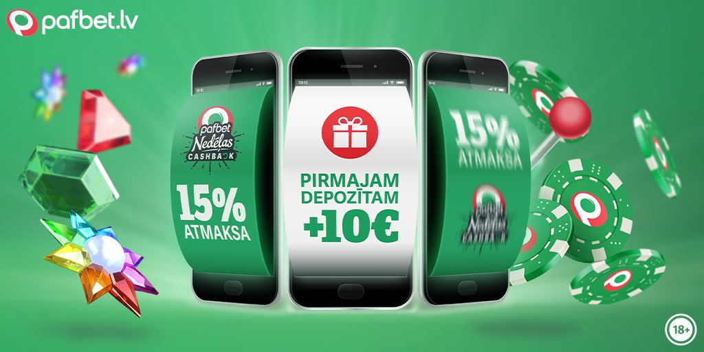 💚💚💚 Reģistrējot Pafbet spēļu kontu, iemaksā 10 € un saņemsi vēl 10 € dāvanā! Kā arī Cashback (15%) uz visiem laikiem! pafbet.lv